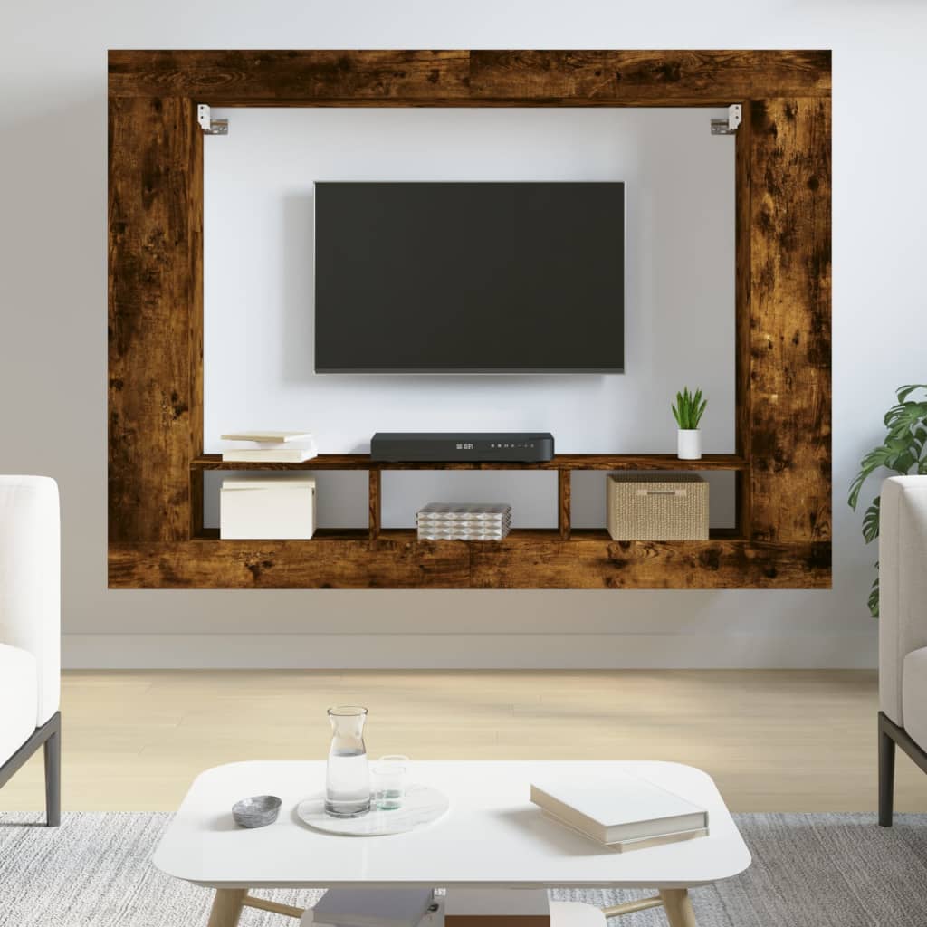 Tv-hylla rökfärgad ek 152x22x113 cm konstruerat trä