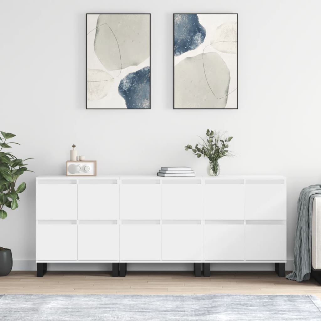 Skänk 3 delar Vit konstruerat trä