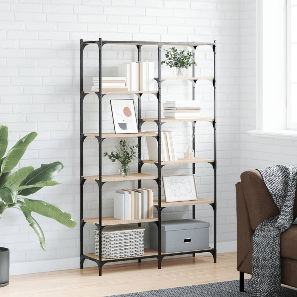 Bokhylla sonoma-ek 100x32x170 cm konstruerat trä och järn