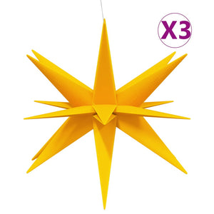 Stjärnor med LED-belysning 3 st vikbar gul 100 cm
