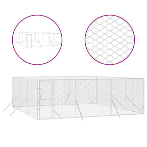 Hundgård för utomhusbruk silver 6x6x2 m galvaniserat stål