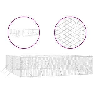 Hundgård för utomhusbruk silver 8x8x2 m galvaniserat stål