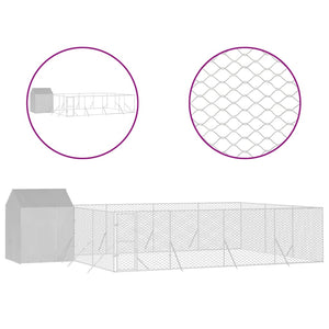 Hundgård med tak silver 10x6x2,5 m galvaniserat stål