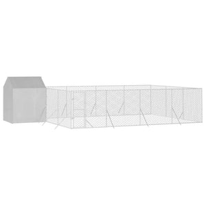 Hundgård med tak silver 10x6x2,5 m galvaniserat stål