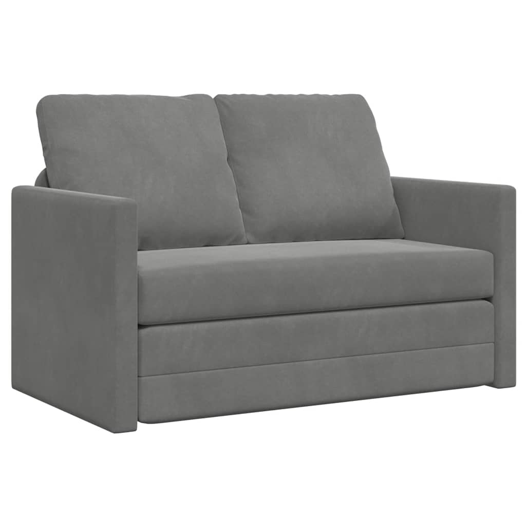 Golvbäddsoffa 2-i-1 mörkgrå 122x204x55 cm sammet