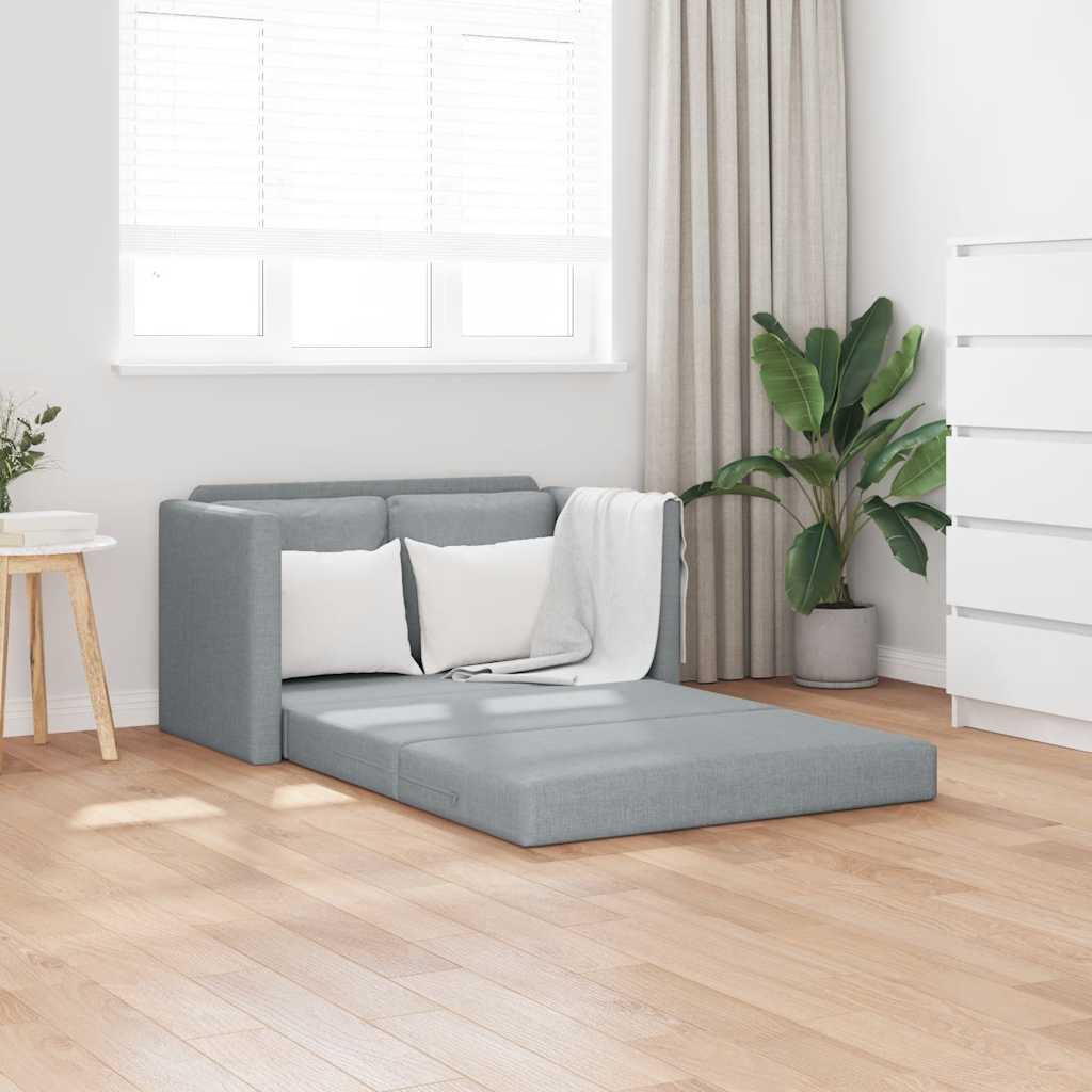 Golvbäddsoffa 2-i-1 ljusgrå 112x174x55 cm tyg