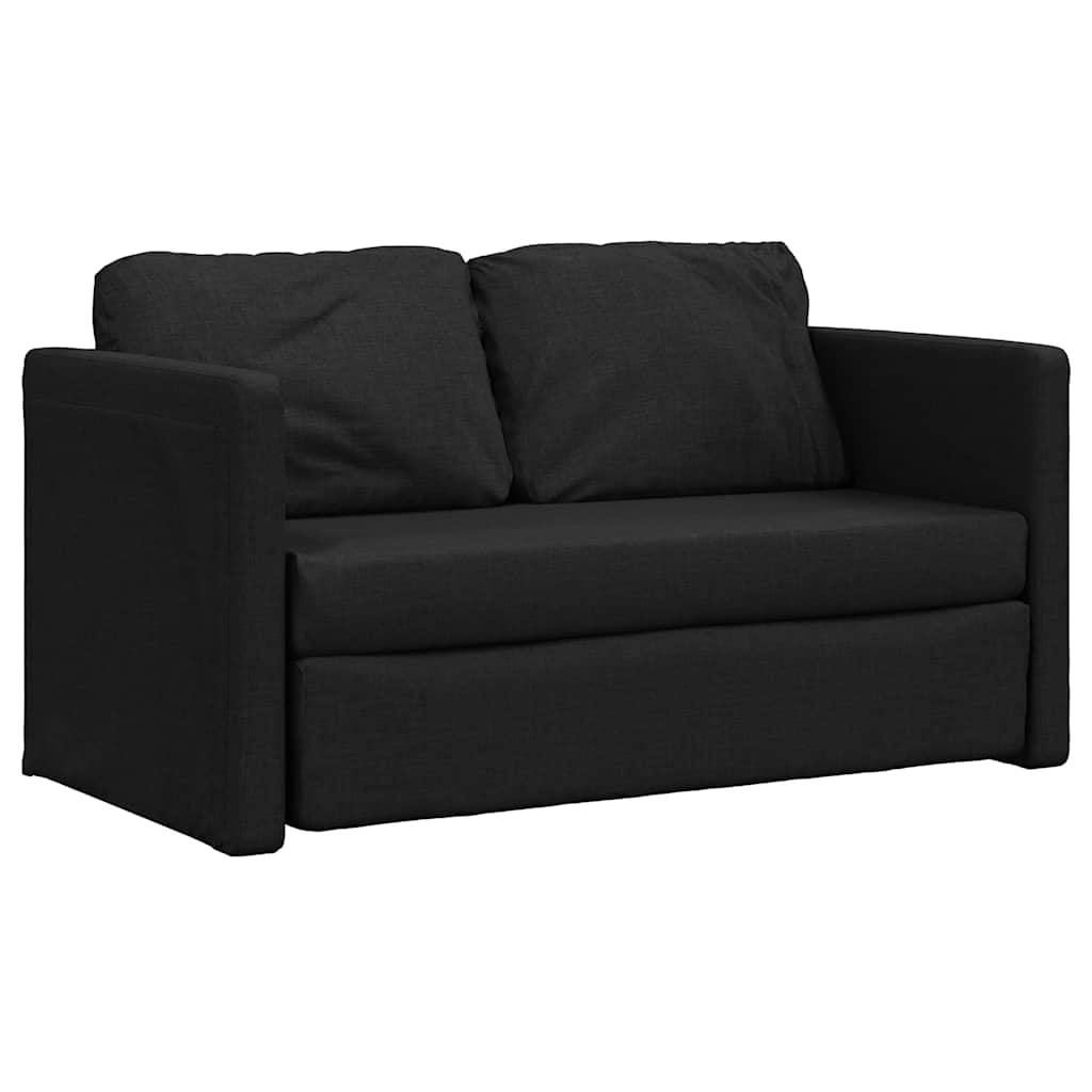Golvbäddsoffa 2-i-1 svart 112x174x55 cm tyg