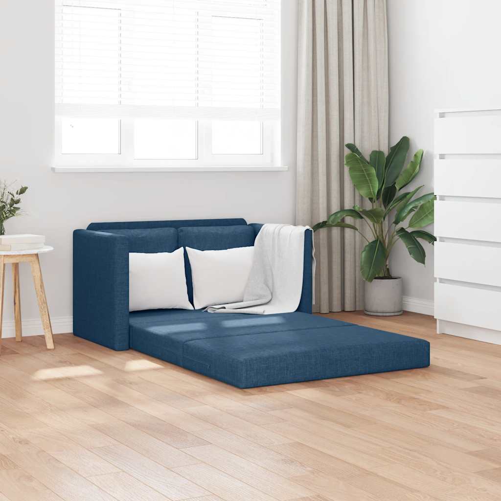 Golvbäddsoffa 2-i-1 blå 112x174x55 cm tyg