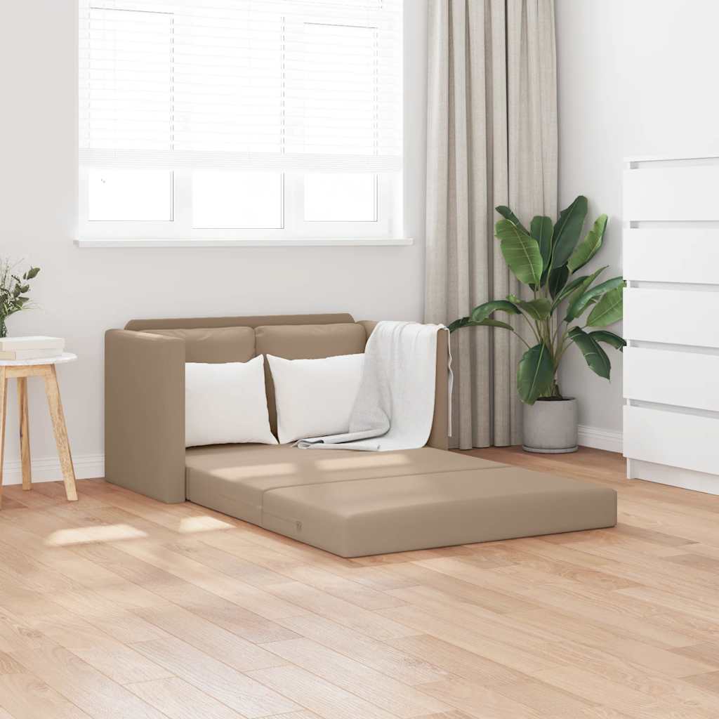 Golvbäddsoffa 2-i-1 cappuccino 112x174x55 cm konstläder