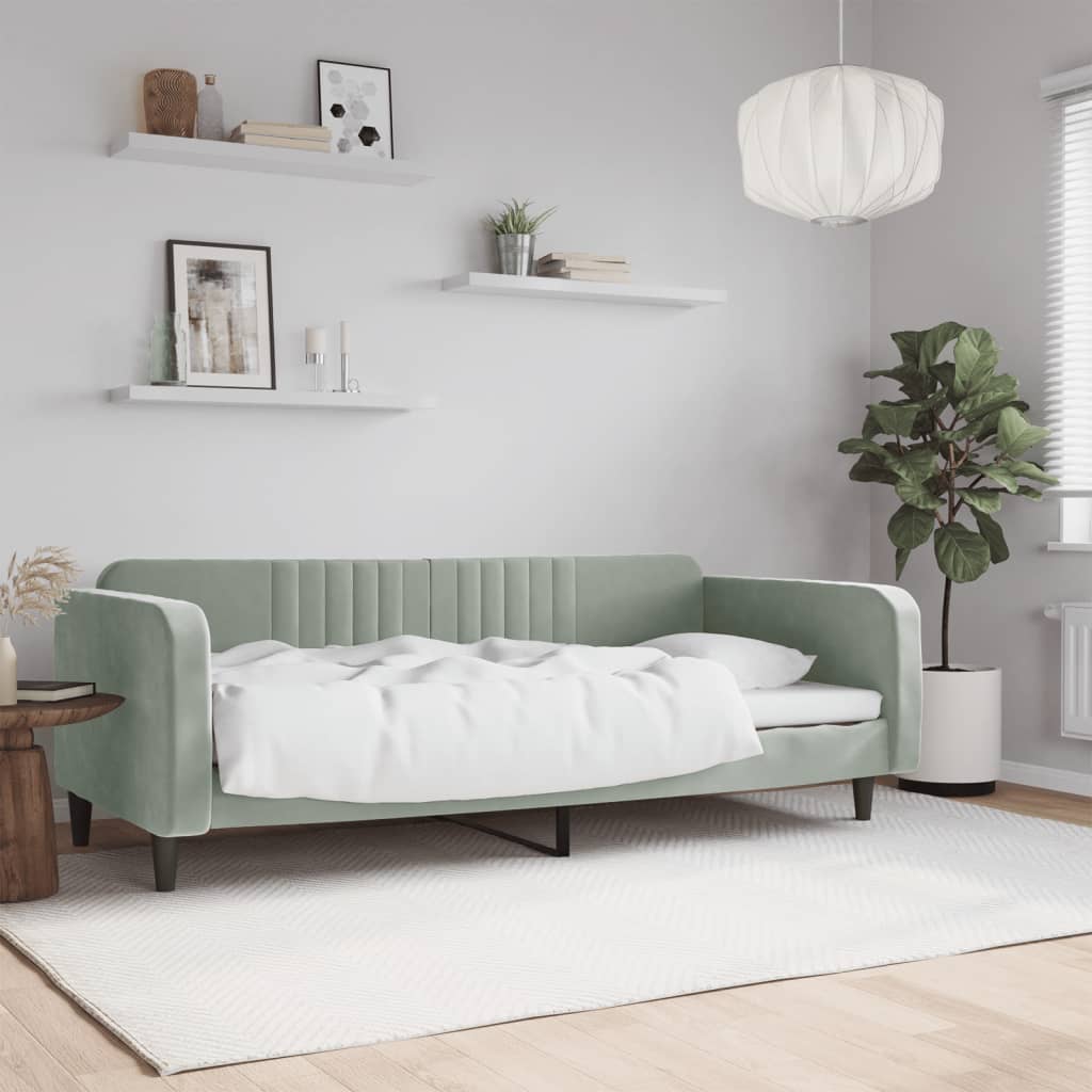 Dagbädd ljusgrå 90x200 cm sammet