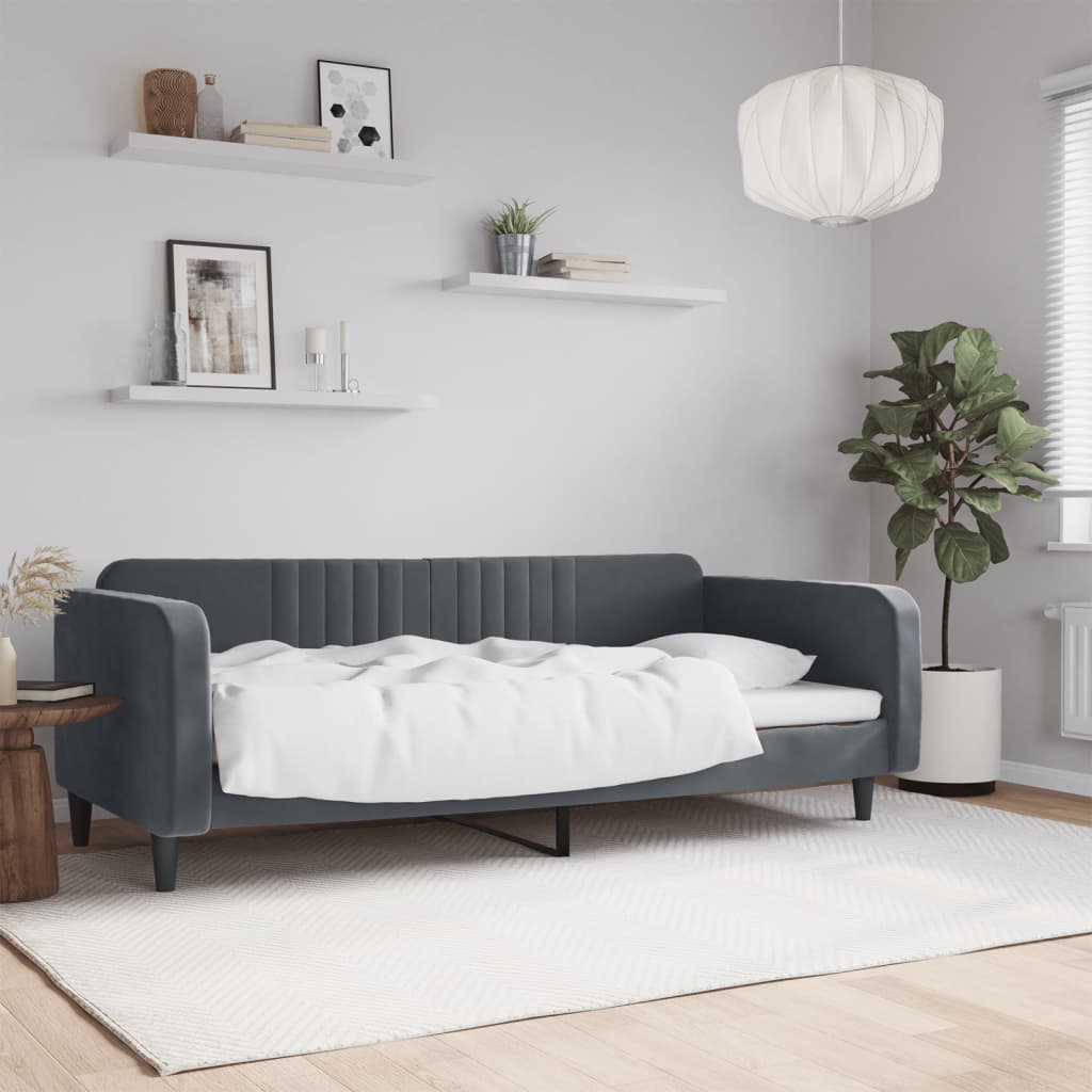 Dagbädd mörkgrå 90x190 cm sammet