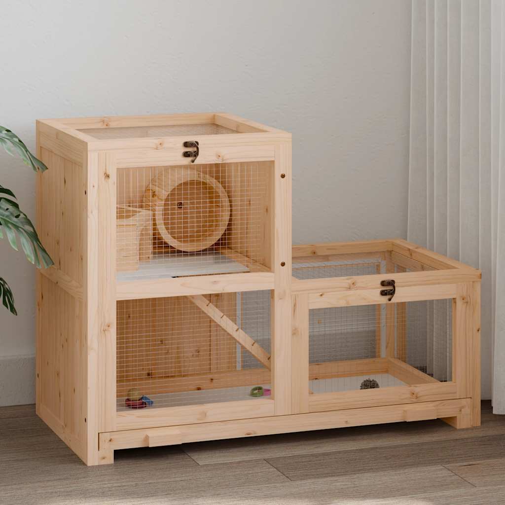 Hamsterbur 81x40x60 cm massivt granträ