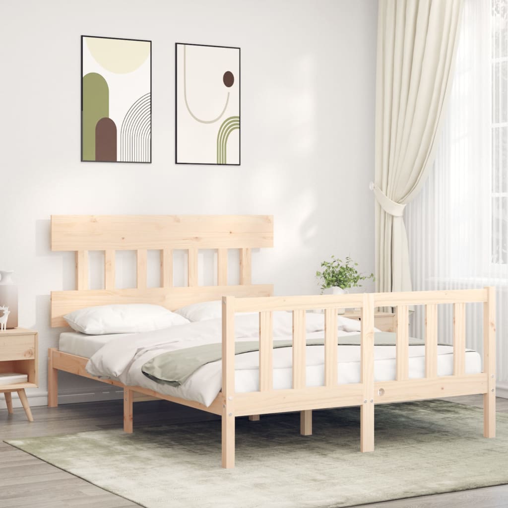 Sängram utan madrass 140x200 cm massiv furu