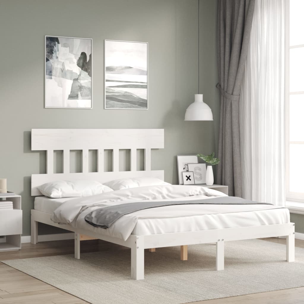 Sängram utan madrass vit 140x200 cm massiv furu