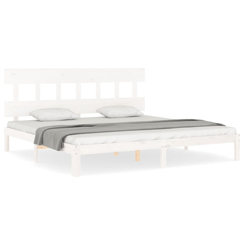Sängram utan madrass vit 200x200 cm massiv furu