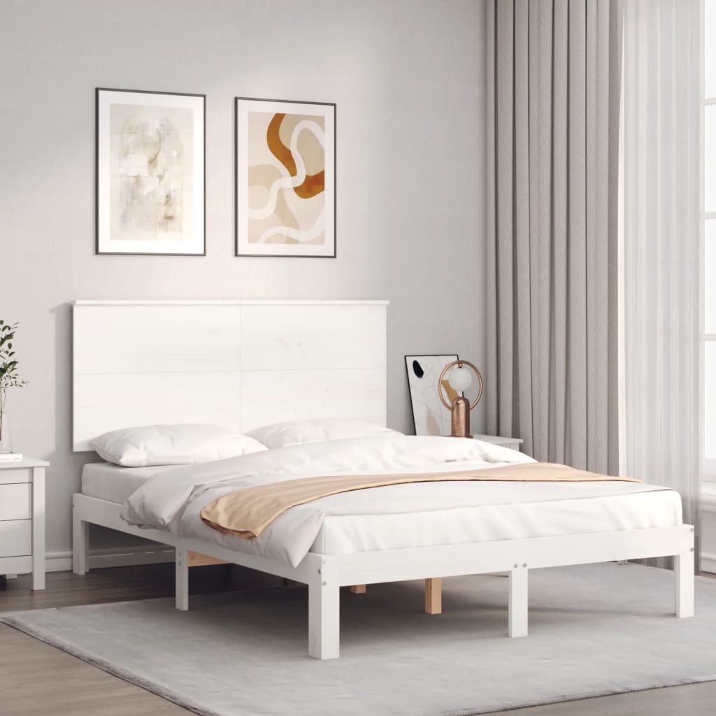 Sängram utan madrass vit 120x200 cm massiv furu