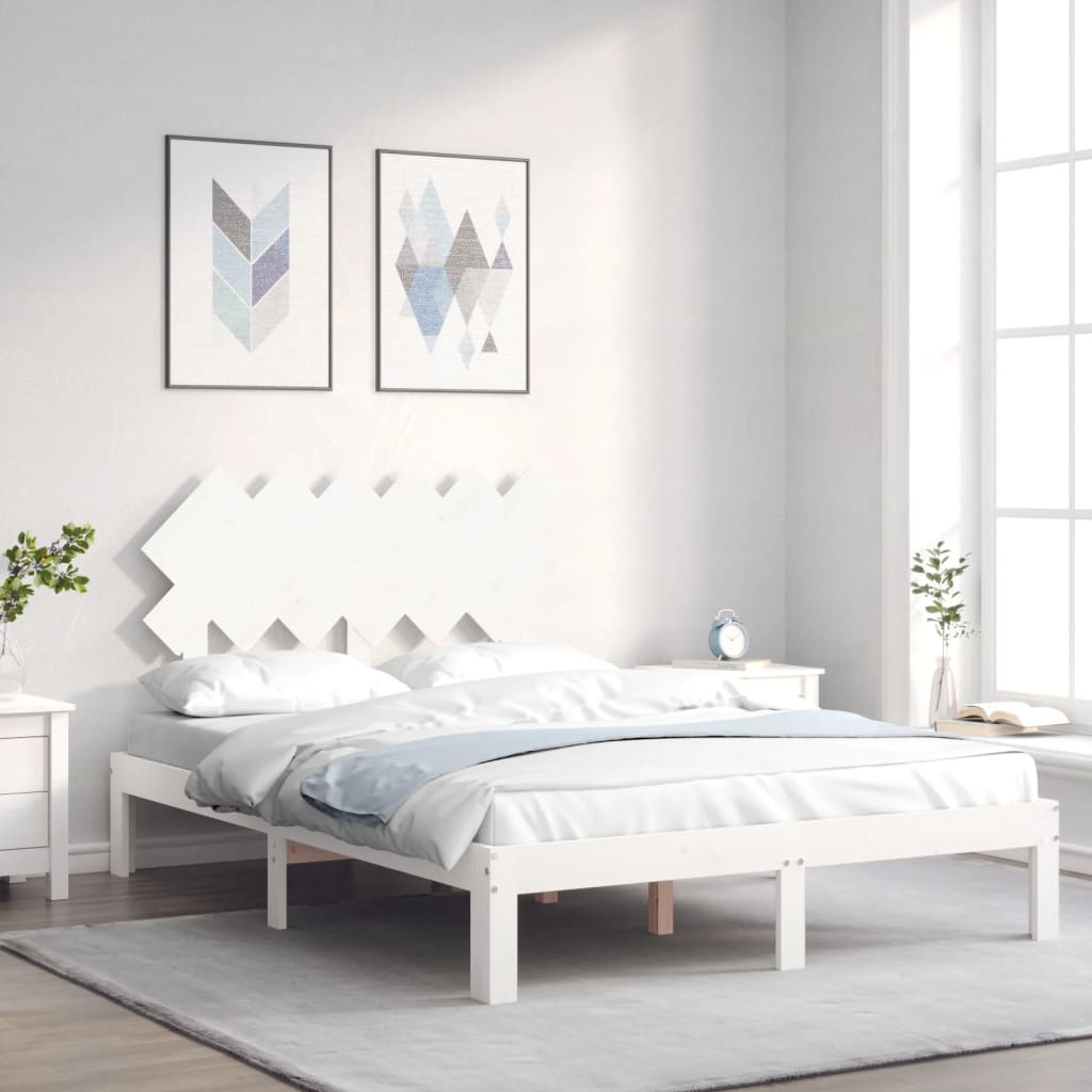Sängram utan madrass vit 120x200 cm massiv furu