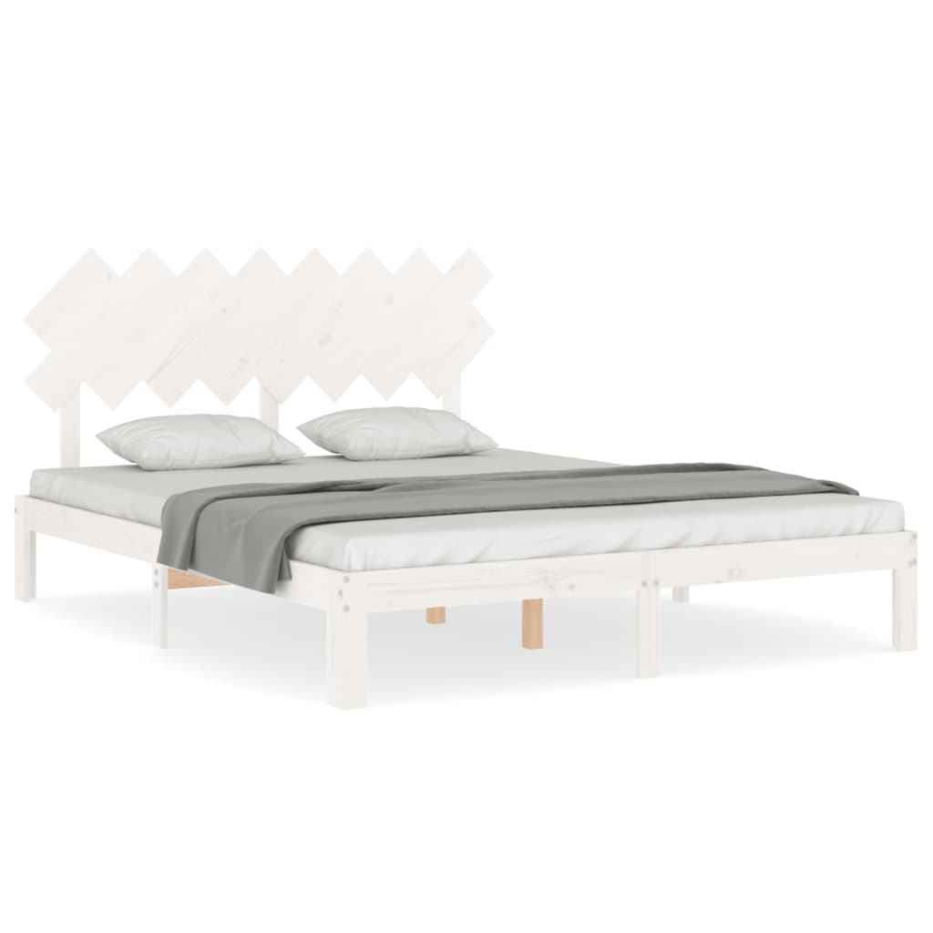 Sängram utan madrass vit 160x200 cm massiv furu