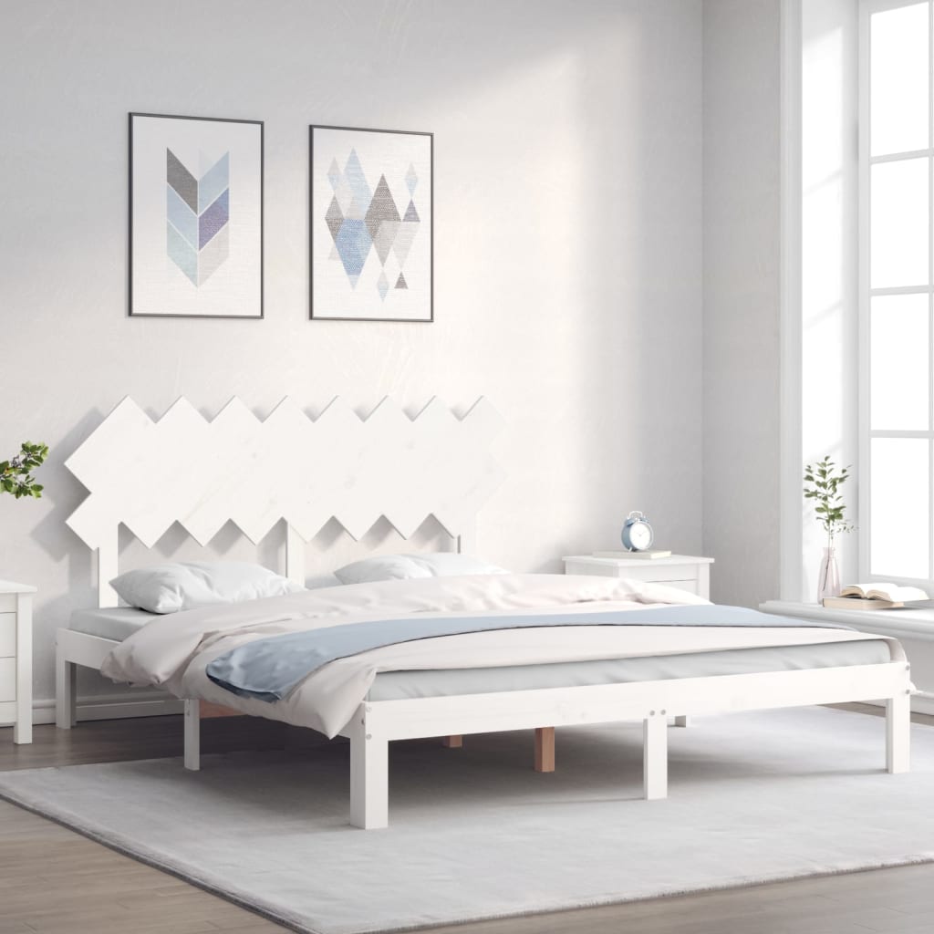 Sängram utan madrass vit 160x200 cm massiv furu