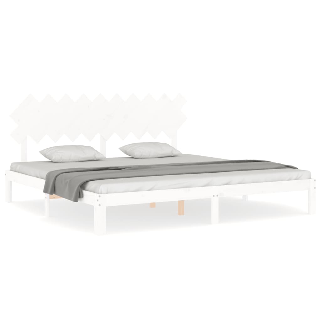 Sängram utan madrass vit 200x200 cm massiv furu