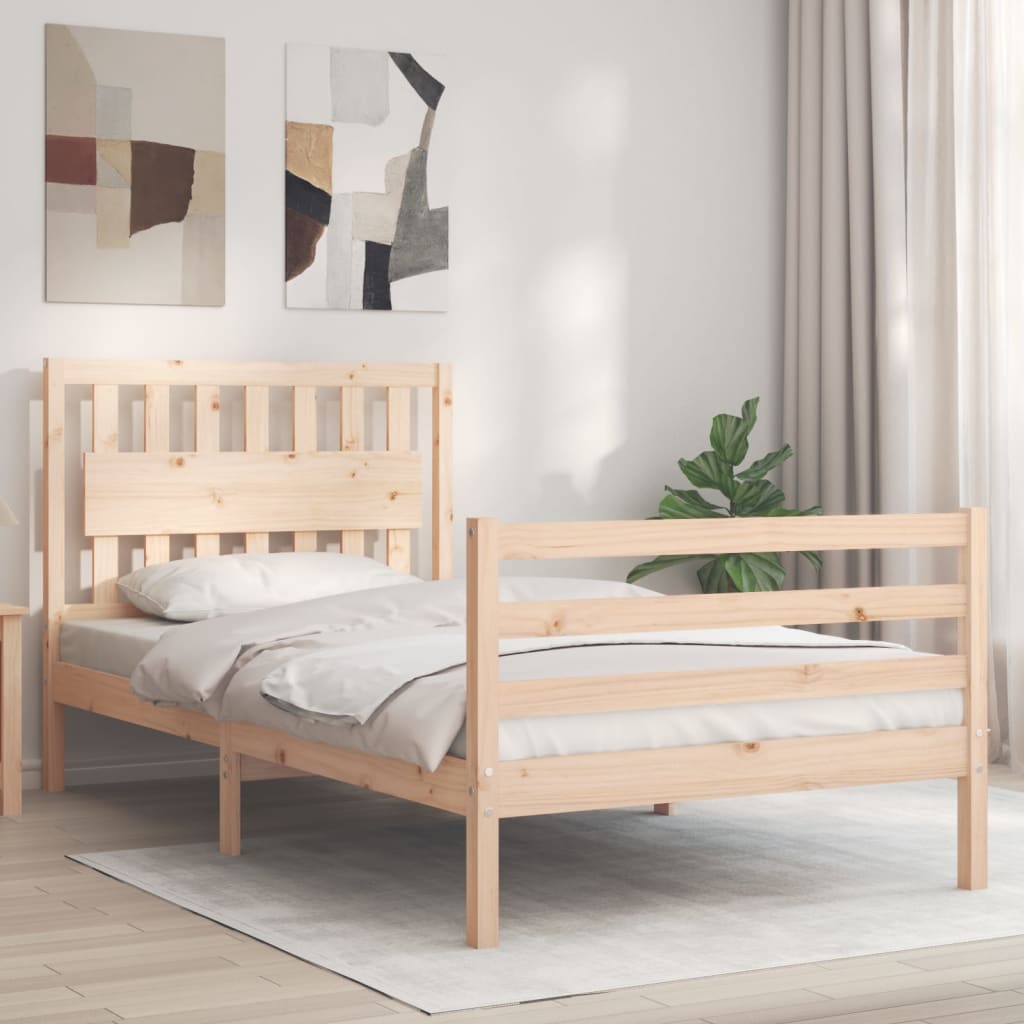 Sängram med huvudgavel 100x200 cm massivt trä