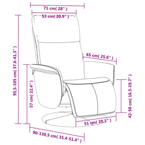 Reclinerfåtölj med fotstöd gräddvit konstläder