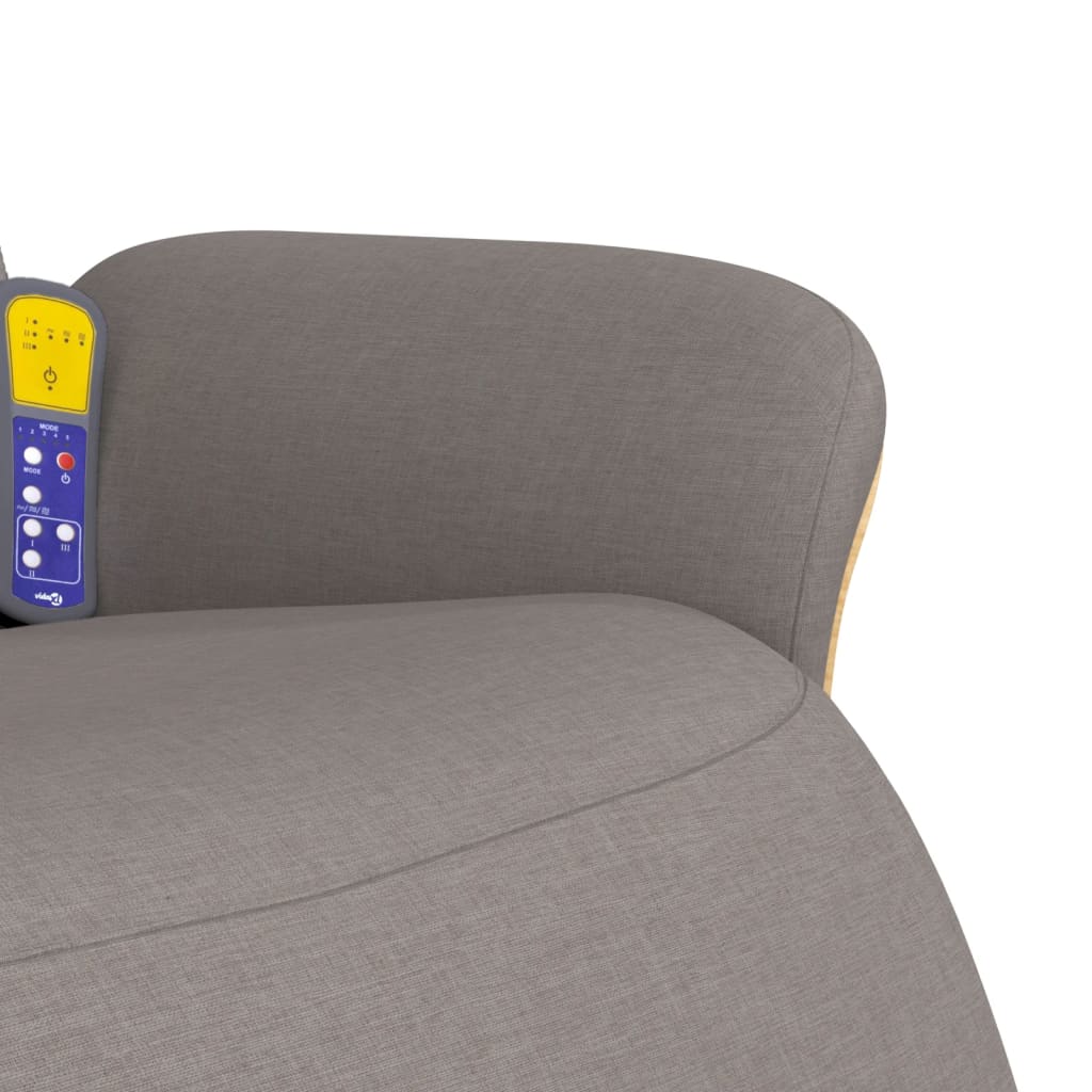 Massagefåtölj med fotstöd taupe tyg