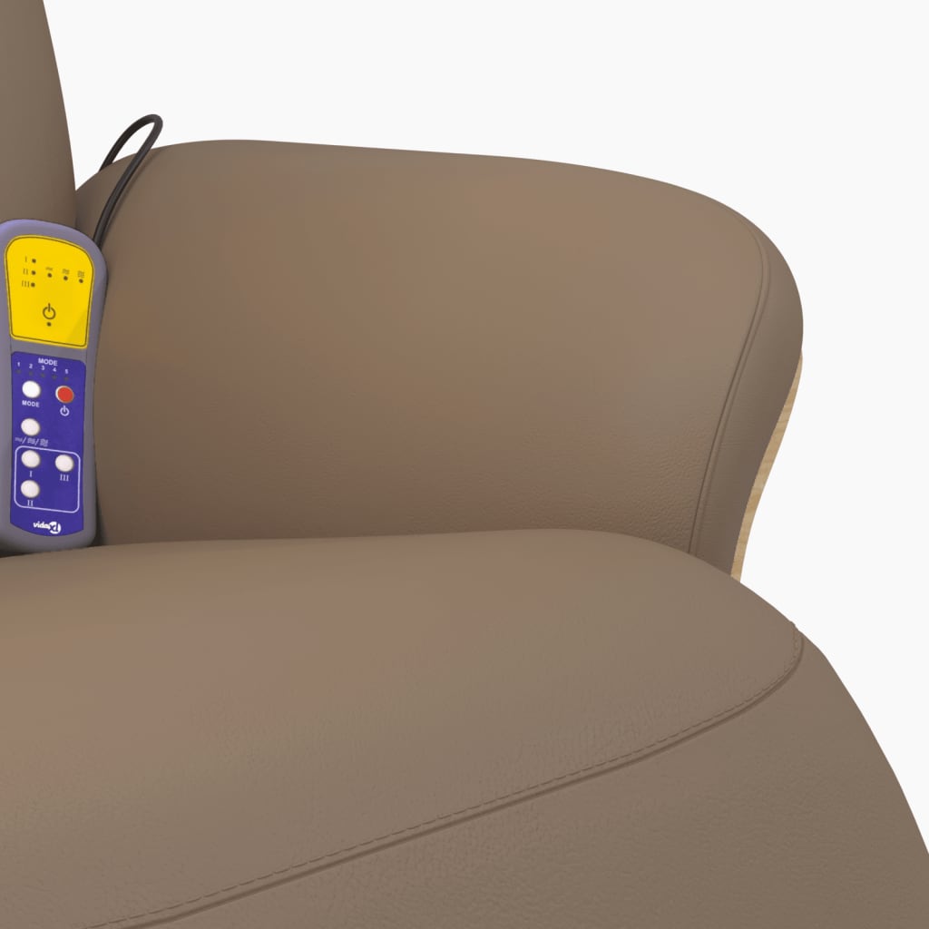 Massagefåtölj med fotstöd cappuccino konstläder