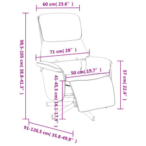 Massagefåtölj med fotstöd taupe tyg