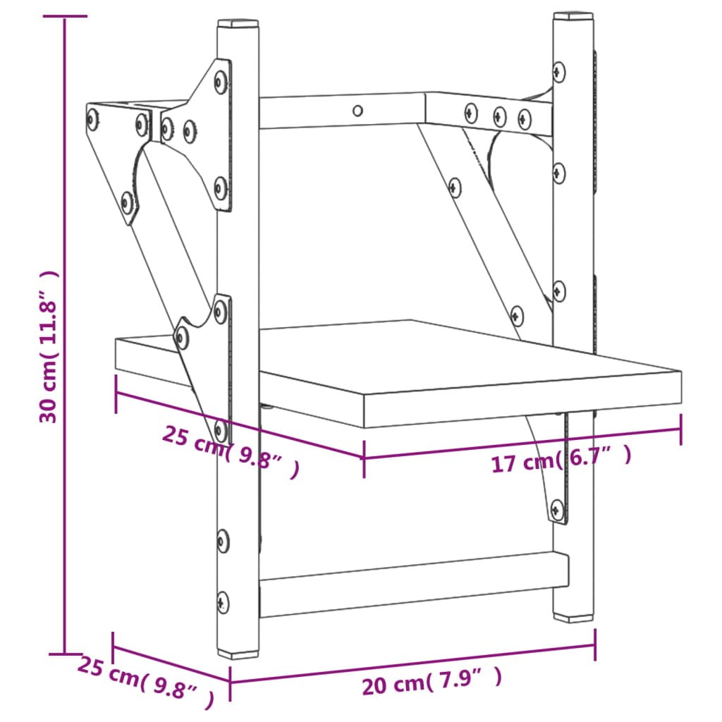 Vägghyllor med stänger 2 st rökfärgad ek 20x25x30 cm-Vägghyllor & fönsterbrädor-vidaXL-njoyroom