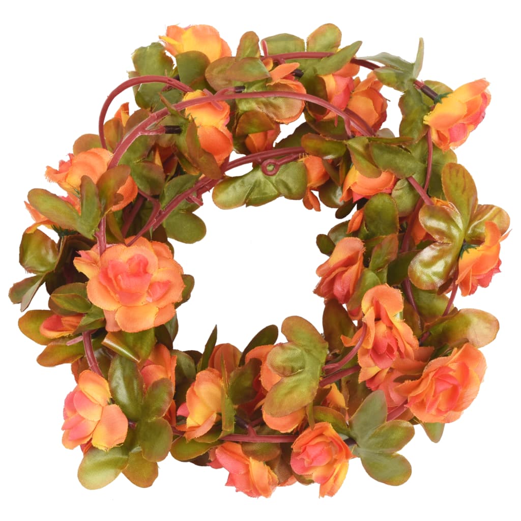 Julkransar med blommor 6 st orange 250 cm