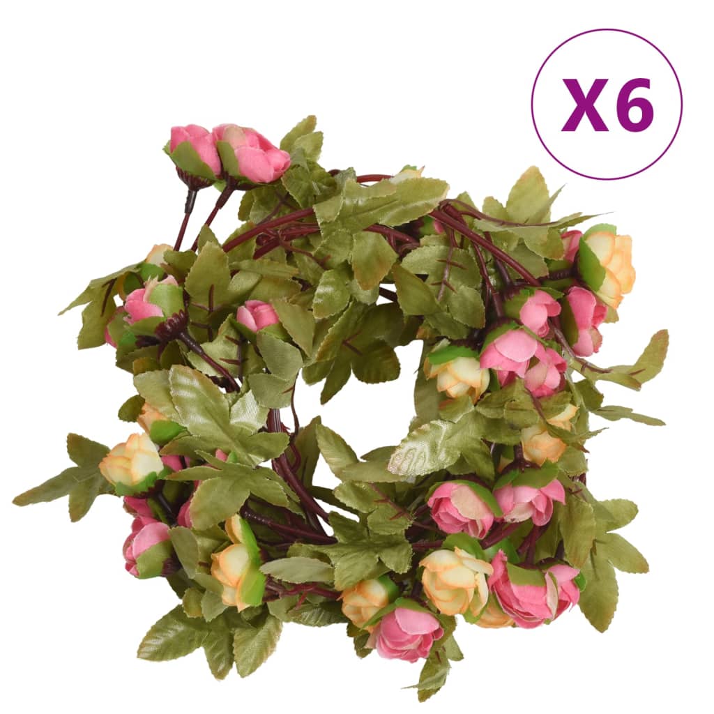 Julkransar med blommor 6 st rosa 215 cm