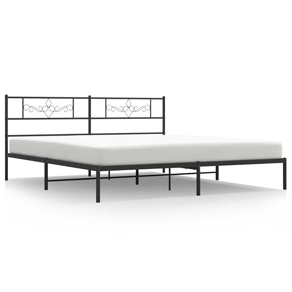 Sängram med huvudgavel metall svart 183x213 cm
