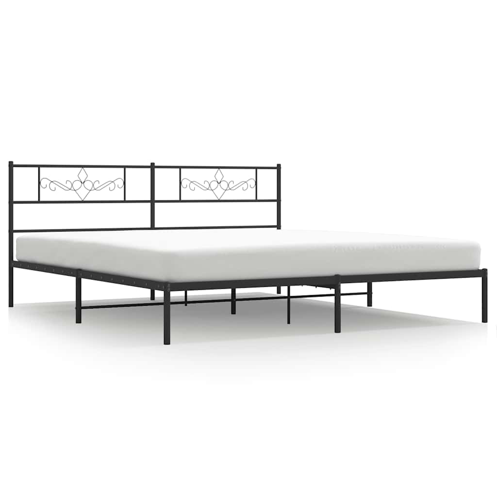Sängram med huvudgavel metall svart 193x203 cm