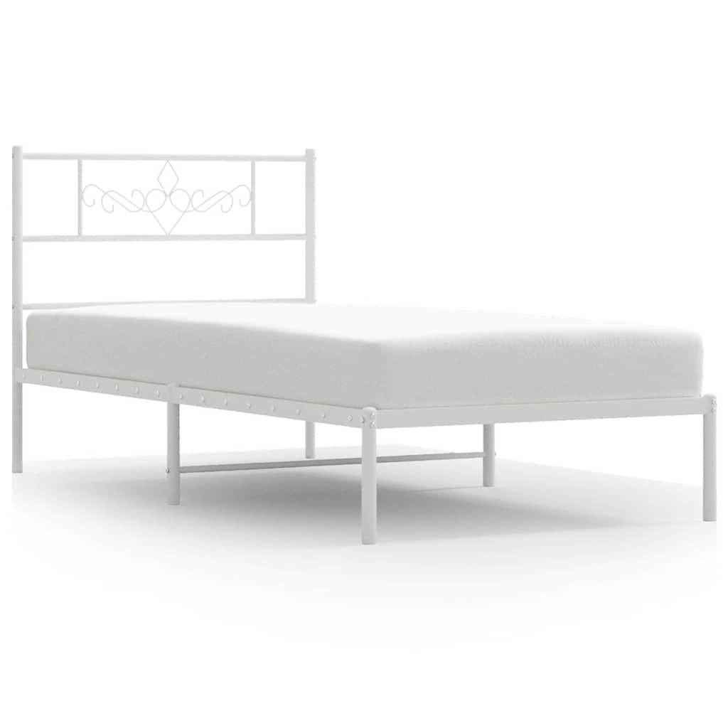 Sängram med huvudgavel metall vit 100x190 cm