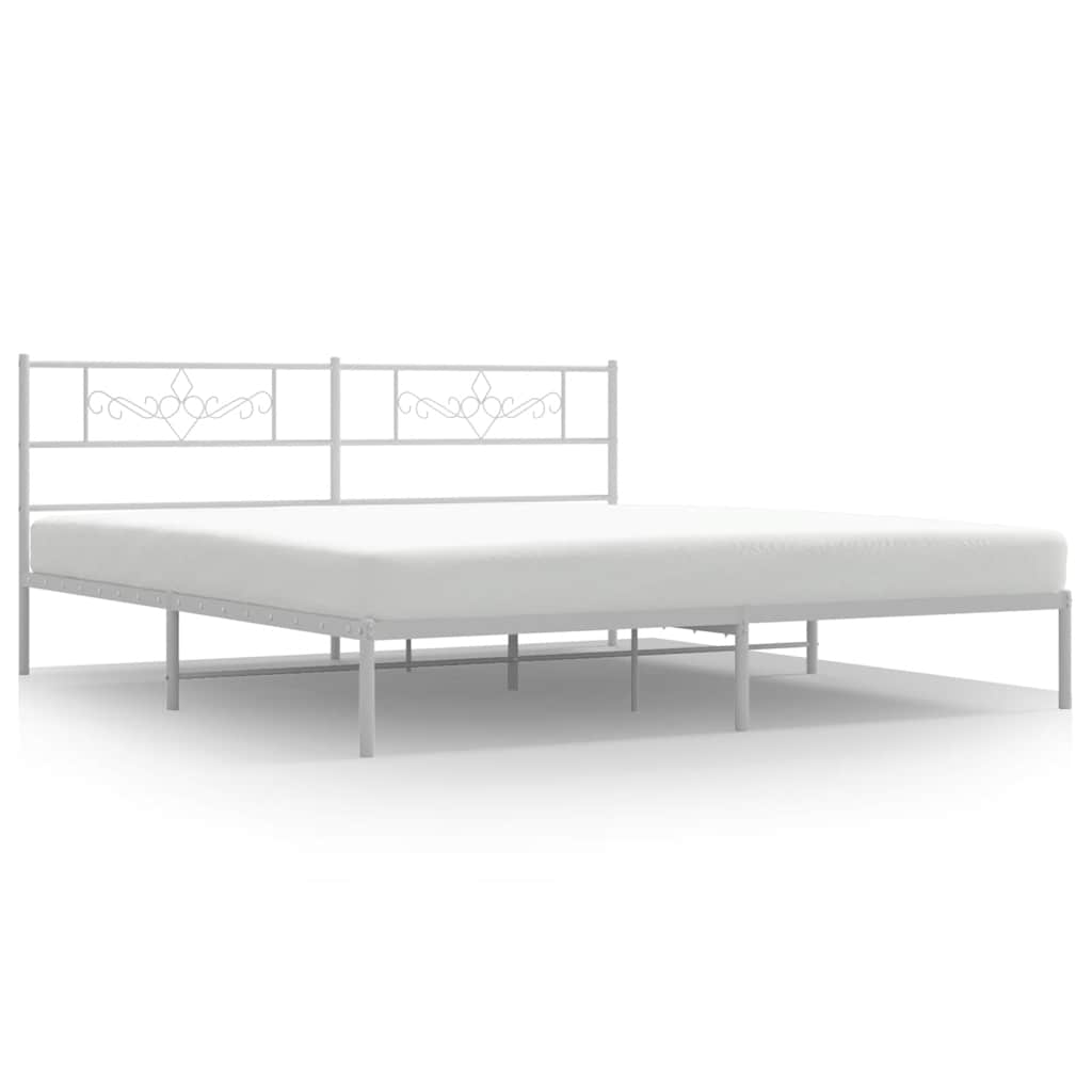 Sängram med huvudgavel metall vit 193x203 cm