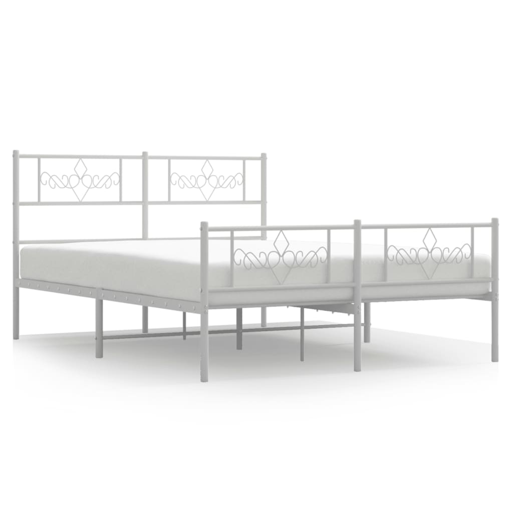 Sängram med huvudgavel och fotgavel vit metall 120x200 cm