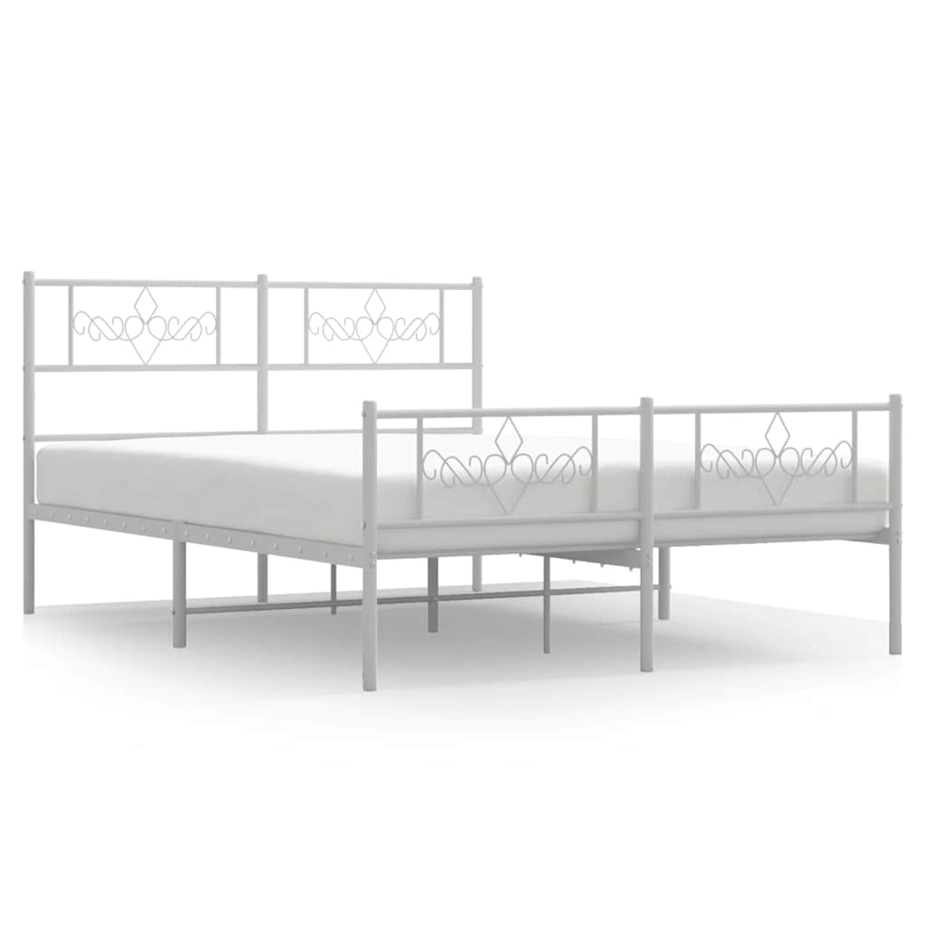 Sängram med huvudgavel och fotgavel vit metall 140x190 cm