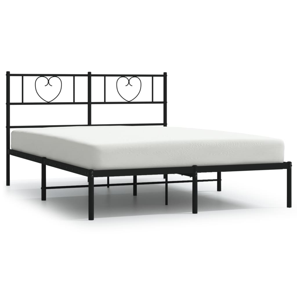 Sängram med huvudgavel metall svart 140x190 cm