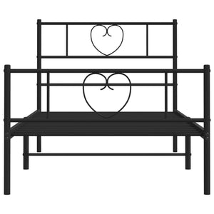 Sängram med huvudgavel och fotgavel svart metall 90x190 cm