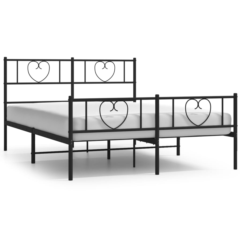 Sängram utan madrass med fotgavel metall svart 160x200 cm
