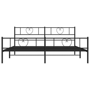 Sängram med huvudgavel och fotgavel svart metall 193x203 cm