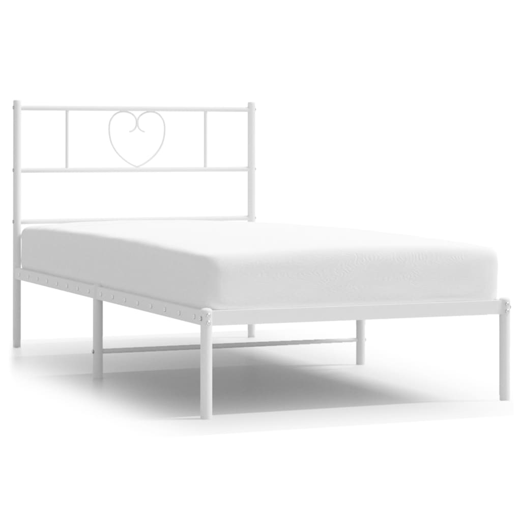 Sängram utan madrass med huvudgavel metall vit 75x190 cm