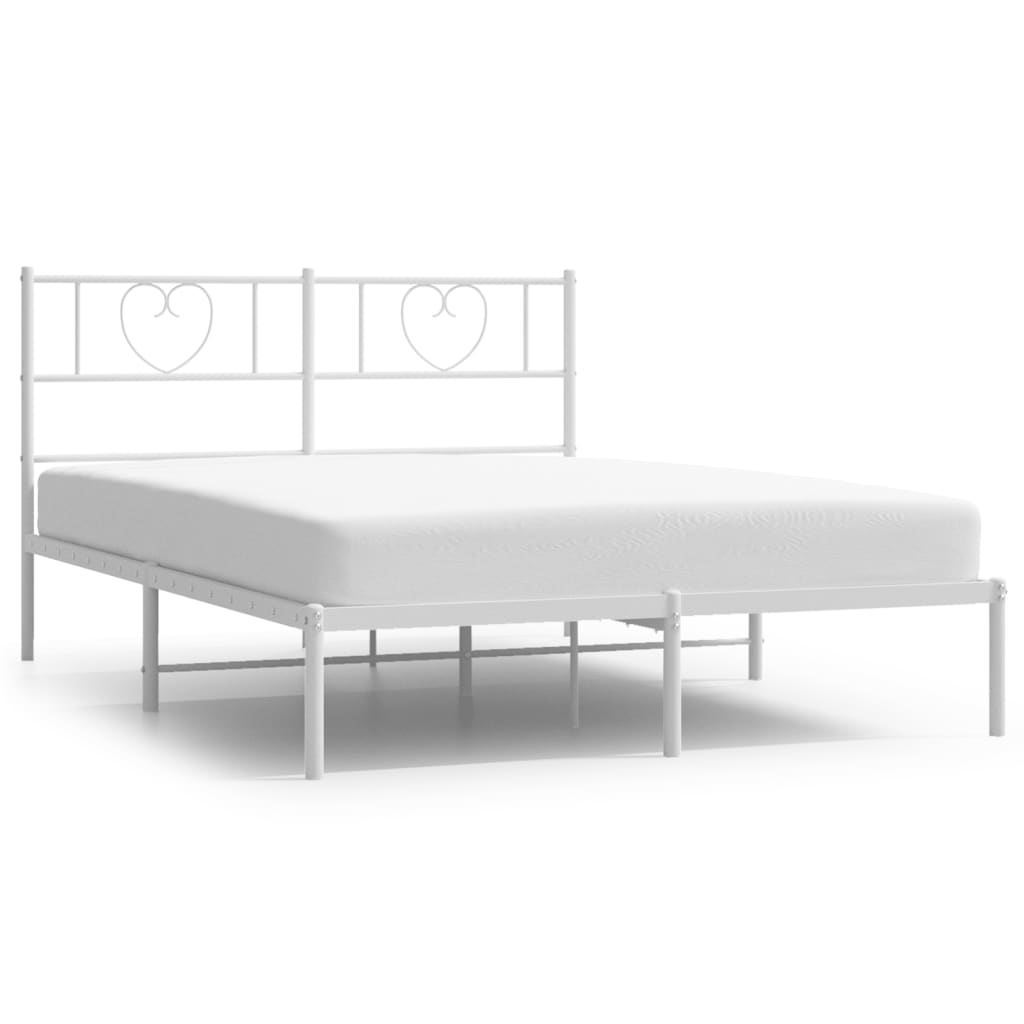 Sängram med huvudgavel metall vit 140x190 cm