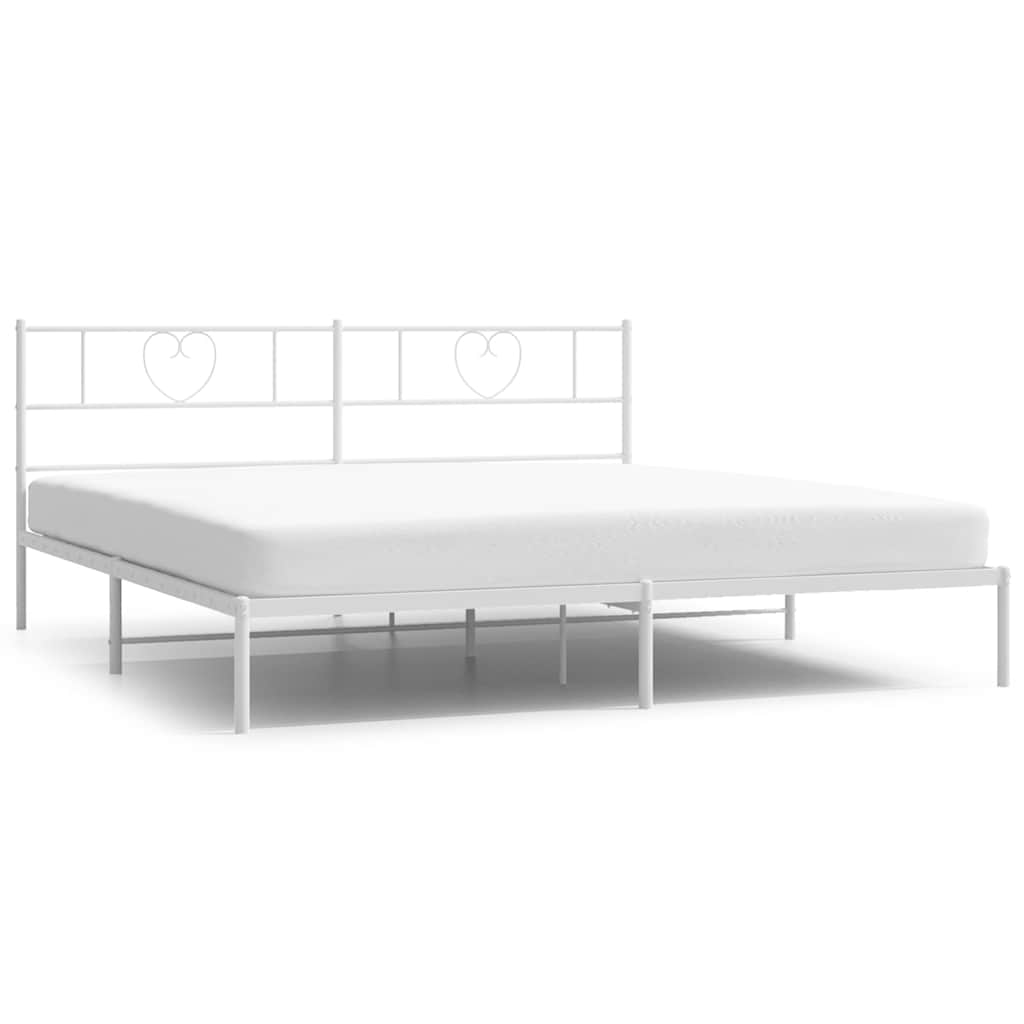 Sängram med huvudgavel metall vit 183x213 cm