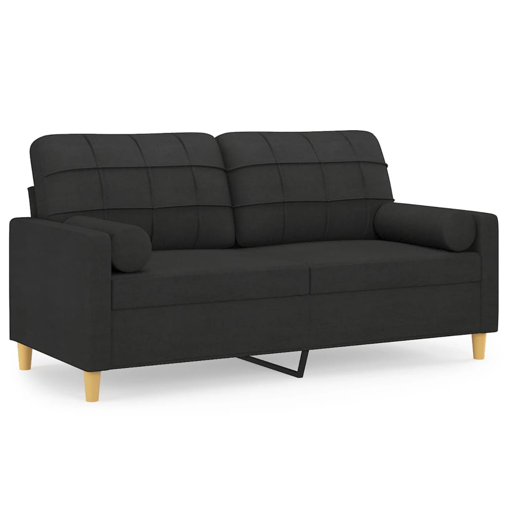2-sits soffa med prydnadskuddar svart 140 cm tyg