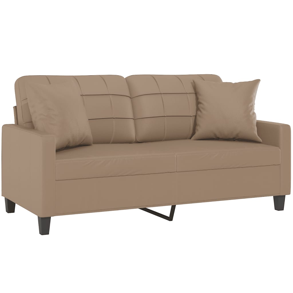 2-sits soffa med prydnadskuddar cappuccino 140 cm konstläder