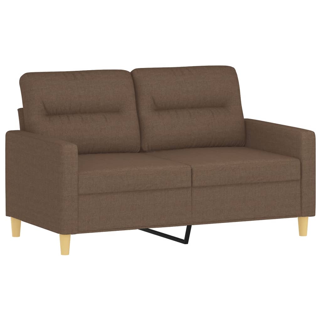 2-sits soffa med prydnadskuddar brun 120 cm tyg
