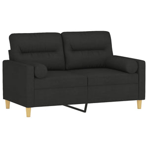 2-sits soffa med prydnadskuddar svart 120 cm tyg