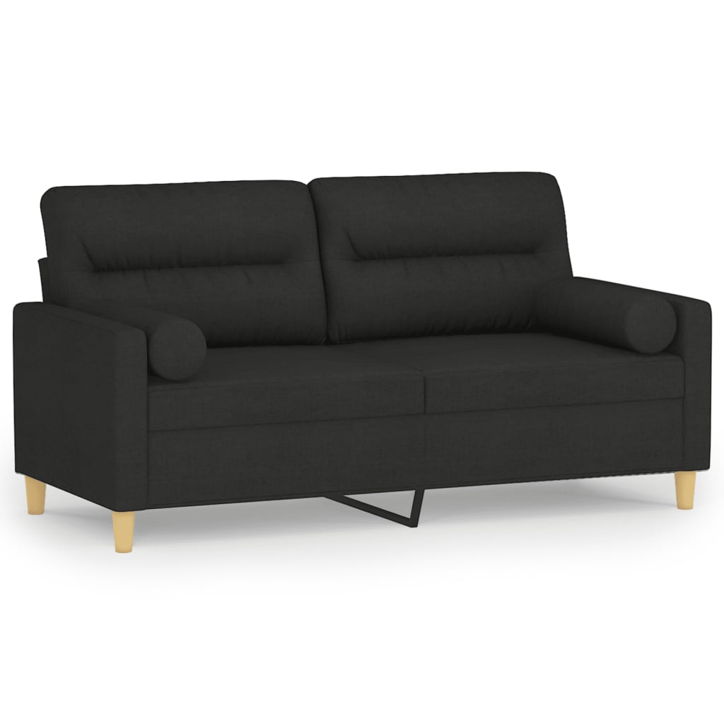 2-sits soffa med prydnadskuddar svart 140 cm tyg